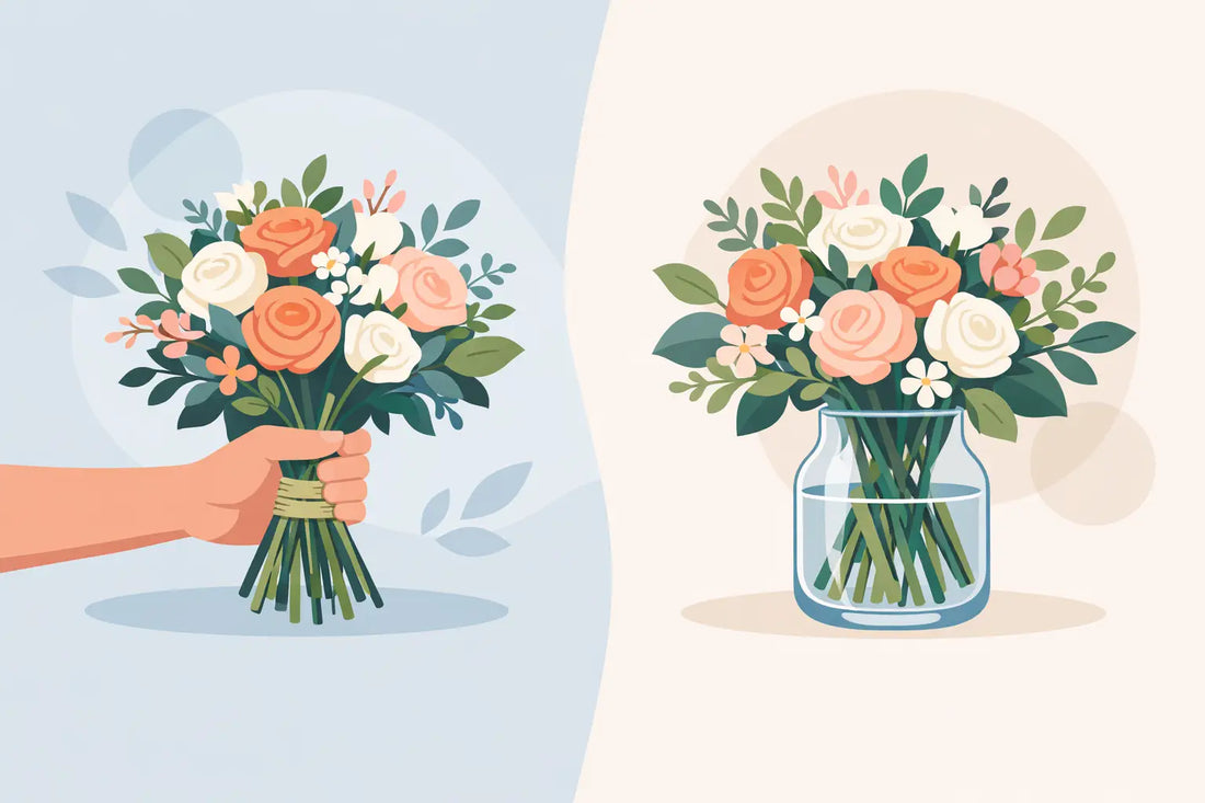 Hand-Tied Bouquet vs Vase Arrangement